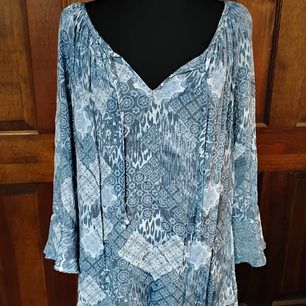 Fred David Blue and White Patterned Tunic